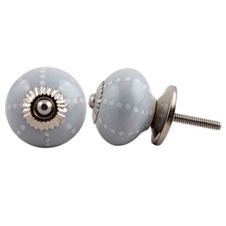 Light Grey Dot Ceramic Dresser Knob